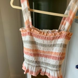 Cropped multi colored stretchy top.